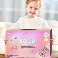 Kit de maquillage pour enfants Yasni, ensemble de bijoux en perles DIY fait main, bracelet et collier en plastique créatif pour filles, cadeau de créateur pour enfants