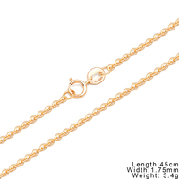 Collier chaîne en or massif 14 carats, or rose 585, simple, classique, à maillons en O, pour femme, épaisseur 1,75 mm