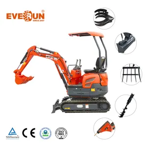 EVERUN ERE16 CE Certificate Portable Construction Equipment Agricultural Mulcher Garden 1.6t Small Homemini Excavator Mulcher