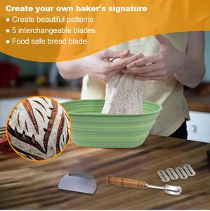 Custom Baking Supplies Collapsible Sourdough Proofing <b>Basket</b> Kit <b>Foldable</b> Silicone Bread Proofing <b>Basket</b> Set for Sourdough - Product Image 6