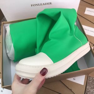Bottes hautes en cuir vert/orange 2025 pour femmes, bottes plates au-dessus du genou - Product Image 5
