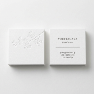 Cartes de visite en relief avec motif de branche de cerisier, papier en coton épais, personnalisées, OEM, luxe, sur mesure - Product Image 1