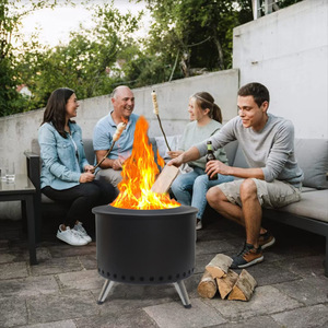 Fire Pit 24-Inch Dual Burning Smokeless Portable Outdoor Wood Fired Heater With Log Grate Tripod Folding Design - Product Image 1