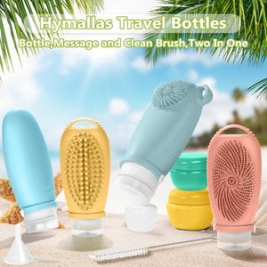 3-Piece Portable Reusable Leak Proof Soft Silicone Travel Cosmetic <b>Bottles</b> 100ml TSA Approved Lotion Set with Carabiner - Product Image 2