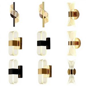 Tempat lilin dinding LED logam & akrilik, wadah pencahayaan kontemporer putih hangat untuk ruang tamu kamar tidur Hotel dan restoran - Product Image 1