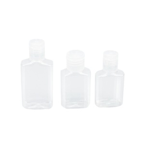 Botella plana de PET de 60 ml con tapa abatible para desinfectante de manos y cosméticos, tamaño viaje, transparente - Product Image 2