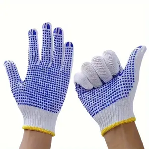 High quality computer wicker cotton fabric 10 gauge 50g weight PVC dots cotton knitted gloves
