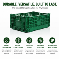 Caisse en plastique pliable HUADING 600*400*220 mm en PP de qualité alimentaire, empilable, pour la distribution de fruits en chaîne du froid