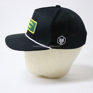 หมวกแก๊ป 5 แผงแบบสั่งทำพิเศษ ปักสโลแกนและเชือกตกแต่ง ขอบแบน ทำจากผ้าฝ้าย สำหรับแฟชั่นและของขวัญส่งเสริมการขาย - Product Image 1