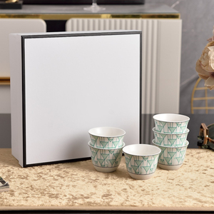 High Grade Bone China <b>Tea</b> <b>Cup</b> Set Red Diamond Or Green Triangle Pattern Ceramic Teacups With Gift Packaging - Product Image 3