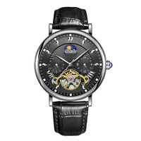 Reloj Automático Hecho en China, en Oferta, con Movimiento Multifuncional, Cronógrafo, Fase Lunar, Correa de Cuero Genuino