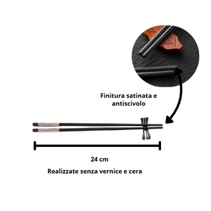 Set di 10 bacchette riutilizzabili per sushi, nere con punta dorata, antiscivolo, in stile giapponese, per mangiare e come regalo - Product Image 4