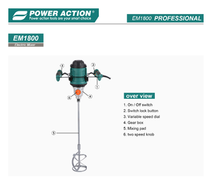 Mezcladora Eléctrica Industrial de 6 Velocidades y 1800W con Motor de Cobre <span class=keywords><strong>para</strong></span> <span class=keywords><strong>Mortero</strong></span>, Yeso, Cemento, Concreto y Pintura, <span class=keywords><strong>Taladro</strong></span> <span class=keywords><strong>Mezclador</strong></span> <span class=keywords><strong>para</strong></span> Construcción - Product Image 6