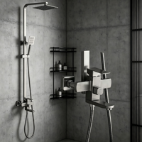 Mitigeur de douche carré à effet pluie, robinet de bain mural, robinetterie de salle de bain, ensemble de douches en acier inoxydable 304 pour hôtel