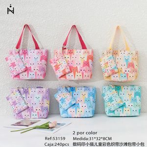 Bolsa de playa para niños con estampado digital de gatitos, 31x32x8 cm, con correa - Product Image 2