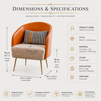 Chaise de salle à manger de luxe moderne, fauteuil rembourré en tissu, mobilier de restaurant et d'hôtel, chaise d'appoint avec pieds en métal