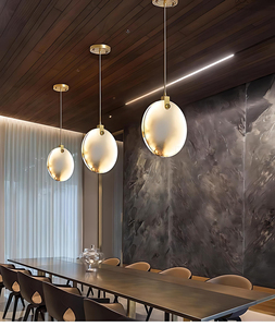 Contemporanea rotonda grande spagnolo alabastro in marmo ottone luce pendente soggiorno lampada a sospensione soffitti alti lampadario - Product Image 2