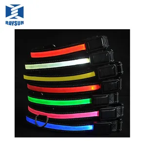 Fashion leads led waterproof dog safety 8 colors leash rope belt pet collars pet luminous collar