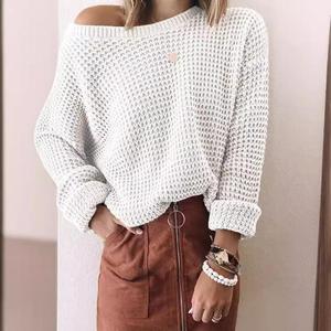 <span class=keywords><strong>Prix</strong></span> d'usine en gros Pulls décontractés en tricot pour femmes grandes tailles à manches longues, à motif floral marron ouvert, pour l'automne - Product Image 2