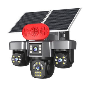 Caméra de sécurité solaire extérieure 4 objectifs 12MP panoramique <span class=keywords><strong>4G</strong></span>, vision nocturne couleur, alarme audiovisuelle, caméra IP sans fil, surveillance 24h/24 et 7j/7 - Product Image 1