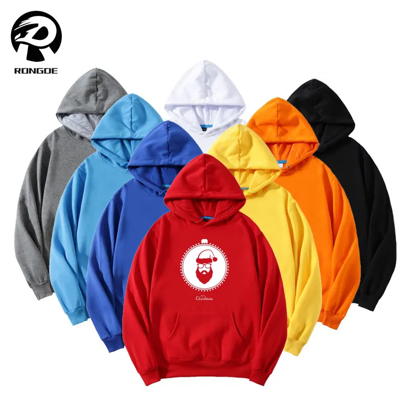 Custom christmas hooded long sleeve pullover heavyweight high quality oversized unisex thick cotton men hoodie