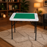 Meja HDPE Portabel Ringan Dapat Ditumpuk Rangka Baja Tahan Air Untuk Penggunaan Dalam & Luar Ruangan, Makan, & Permainan Mahjong