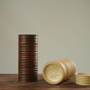 Boîte à thé ronde en bambou, boîte à thé portable avec couvercle pour le stockage du thé et les accessoires de cérémonie, usage domestique - Product Image 3