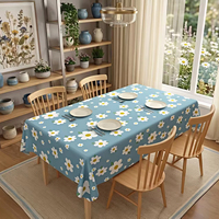 Nappe en polyester imperméable, résistante à l'huile et à la chaleur, facile à nettoyer, motif marguerite bleue, pour pique-nique et repas