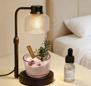 Ensemble cadeau de fabrication de bougies de luxe LANJO avec lampe chauffe-cire, sable/cire/pierres de cristal, huiles essentielles et gobelet en verre - Product Image 1