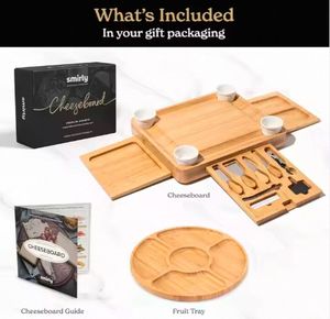 Planche à découper en bambou pour <span class=keywords><strong>fromage</strong></span> Ensemble d'outils en bois écologique Tiroir Vin Apéritif <span class=keywords><strong>Plateau</strong></span> Assiette à <span class=keywords><strong>fromage</strong></span> Ensemble cadeau pour aliments cuits Fruits - Product Image 3