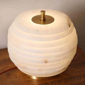 Lampe de table en marbre naturel, lumière LED, base E27, 36V, commande par interrupteur, écologique, lampe de chevet, lampe de salon, lampe de bureau - Product Image 1