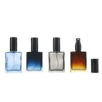 Flacon de parfum en verre carré à vaporisateur fin, vide, couleur dégradée, 15 ml, pour cosmétiques, hydratant pour le visage