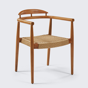 Silla de Comedor de Exterior Minimalista de Lujo, Madera de Teca Natural con Ratán de Cuerda - <span class=keywords><strong>Lera</strong></span> - Product Image 1