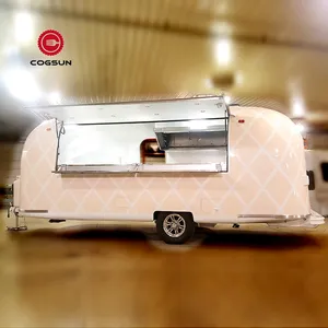 Custom Spray-Painted Coffee Bbq Pizza Ice Cream Fast Mobile Food Trailer Truck Cart With Full Kitchen Equipment For Sale