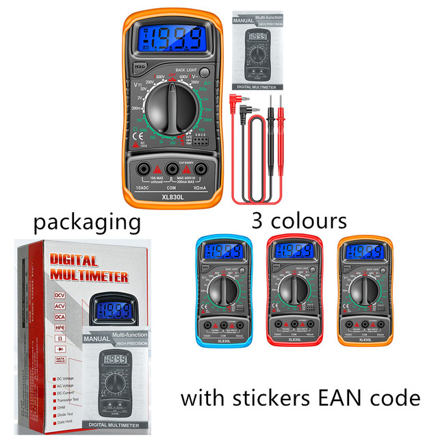 XL830L Digital Multimeter High Accuracy Portable Voltage (0-200V) Current (0-10A) Tester Smart Multi-meter Resistance