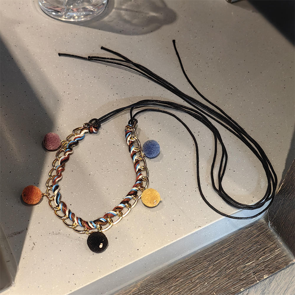 Colorful fur ball snow boots chain