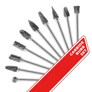 Brand new 10 pcs tungsten carbide 8mm rotating point burr electric grinding drill bit set milling cutter rotating tool