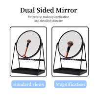 Miroir de maquillage circulaire double face grossissant 1X 5X 3X avec plateau métallique et rangement pour accessoires boucles d'oreilles, personnalisable