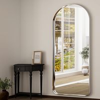 Miroir sur pied arqué non éclairé de 71x30 pouces, cadre en alliage d'aluminium, décoration murale pour la maison