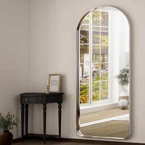 Easy 71x30 in <b>Arched</b> Full Length Unlighted Floor <b>Mirror</b> Aluminum Alloy Frame Wall Hanging Home Decor - Product Image 3