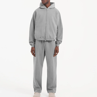 Survêtements avec logo gratuit personnalisés Ensemble sweat à capuche en éponge française Survêtements surdimensionnés en coton polaire épais pour hommes