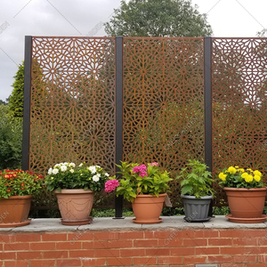 Corten Steel Art Deco Waterproof Laser Cut Decorative Outdoor <b>Privacy</b> <b>Screens</b> and Panels Divider Set with Stand - Product Image 4