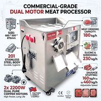 Hachoir et trancheuse à viande professionnelle COPPER MOTOR 4400W (2200W*2) en acier inoxydable de qualité alimentaire, avec fonction de fabrication de saucisses