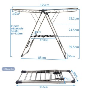Household Iron Round Floor-to-ceiling Drying <b>Racks</b> Balcony Installation-free Multifunctional Adjustable Modern - Product Image 3