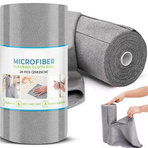 Rouleau de chiffons de nettoyage en microfibre jetables avec logo personnalisé, approvisionnement en gros OEM, rouleau d'essuie-tout absorbant détachable pour cuisine - Product Image 1