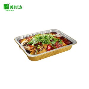 Gold Aluminum Foil Container With Lid Round Disposable Takeout Packaging - Product Image 3