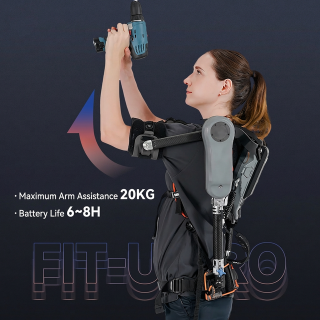 PRO Powered Industrial Exoskeleton, Active Arm Support for Overhead Work, Electric Lift Assist for Reducing Physical Fatigue