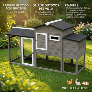 Grand poulailler extérieur en bois, abri imperméable pour poules, lapins et animaux domestiques - Product Image 1