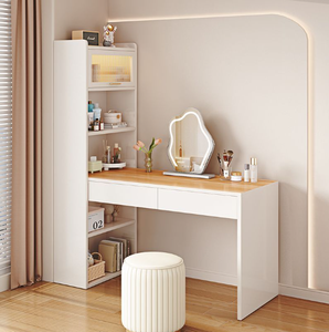 Coiffeuse moderne en bois massif avec miroir éclairé, couleur crème, pour chambre à coucher, petite appartement, meuble de rangement <span class=keywords><strong>maquillage</strong></span> - Product Image 2