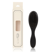 Brosse de nettoyage et de toilettage double usage pour barbe, manche en plastique, poils de porc et de cheval, outil portable anti-frisottis pour barbier